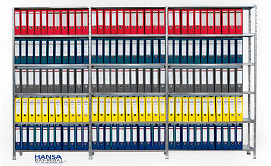 Regale aus Metall mit Aktenordnern