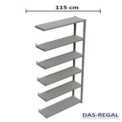 GPverzinkt Metallregal Fachbodenregal Stecksystem Erweiterung 115cm