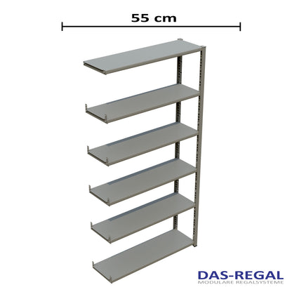 GPverzinkt Metallregal Fachbodenregal Stecksystem Erweiterung 55cm