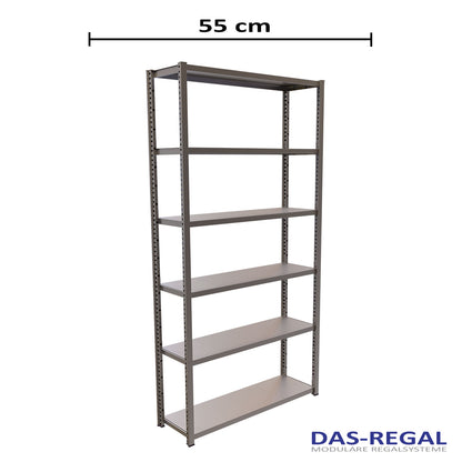 GPverzinkt Metallregal Fachbodenregal Stecksystem Grundregal 55cm