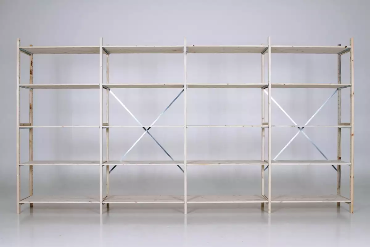 Holzregal 400 x 210 cm mit 5 Fachböden